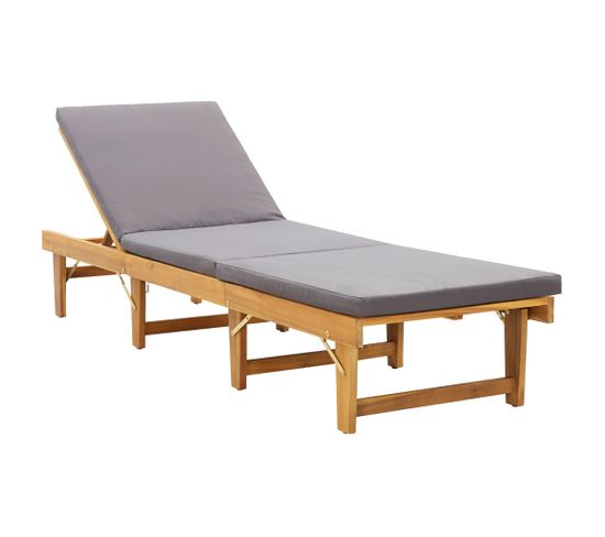 Chaise Longue Pliante Avec Coussin Bois D'acacia Solide