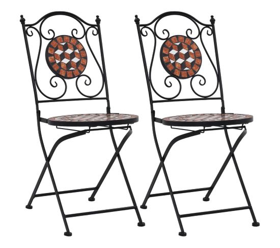 Chaises De Bistrot Mosaïque 2 PCs Marron Céramique