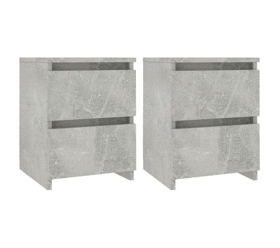 Tables De Chevet 2 PCs Gris Béton 30 X 30 X 40 Cm Aggloméré