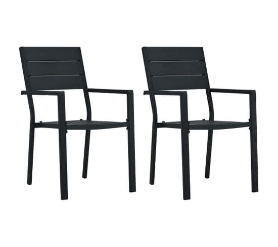 Chaises De Jardin 2 PCs Noir Pehd Aspect De Bois