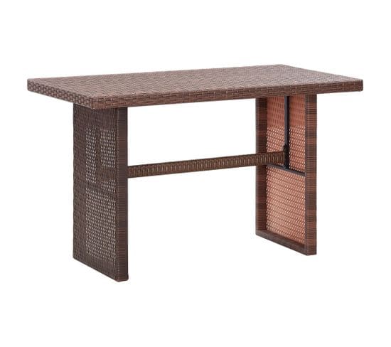 Table De Jardin Marron 110x60x74 Cm Résine Tressée