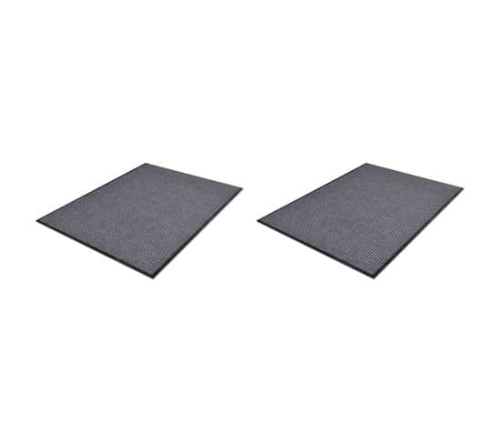 Paillassons 2 PCs Pvc Gris 90x60 Cm