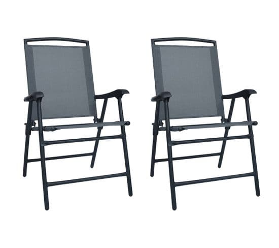 Chaises De Jardin Pliables 2 PCs Textilène Gris