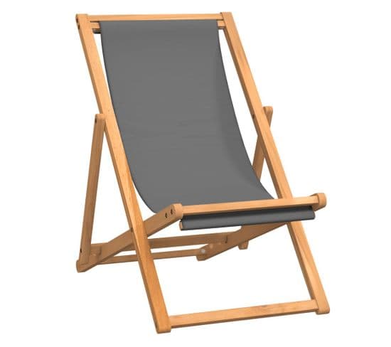 Chaise De Plage Pliable Bois De Teck Solide Gris