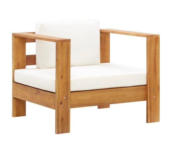 Chaise De Jardin Avec Coussin Crème Bois D'acacia Solide