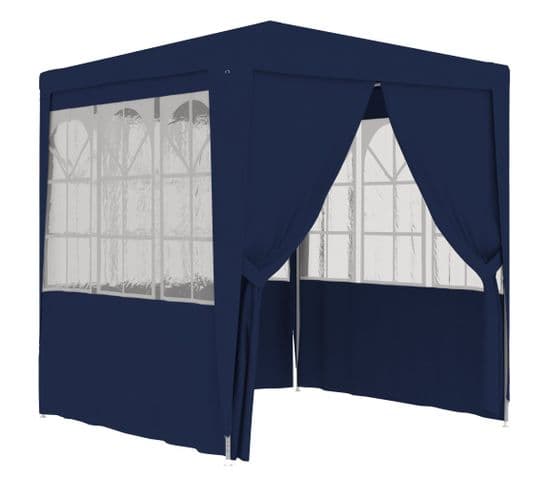 Tente De Réception Avec Parois Latérales 2,5x2,5 M Bleu 90 G/m²