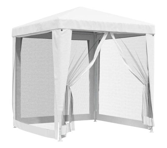 Tente De Réception Avec 4 Parois Latérales En Maille 2x2m Blanc