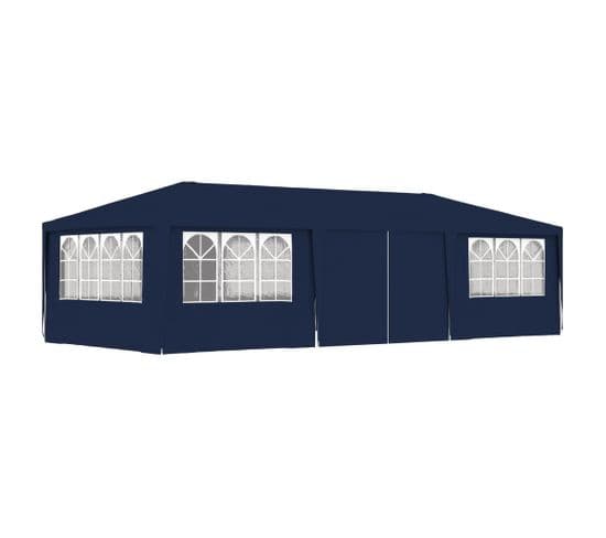Tente De Réception Avec Parois Latérales 4x9 M Bleu 90 G/m²