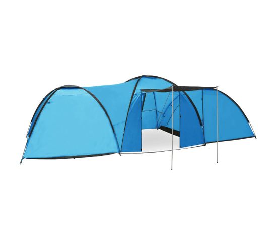 Tente Igloo De Camping 650x240x190 Cm 8 Personnes Bleu