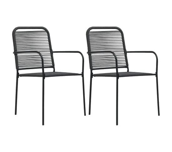 Chaises De Jardin 2 PCs Corde En Coton Et Acier Noir