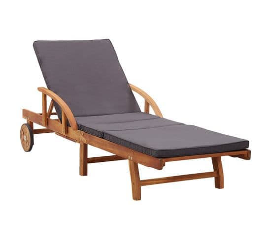 Chaise Longue Avec Coussin Bois D'acacia Solide