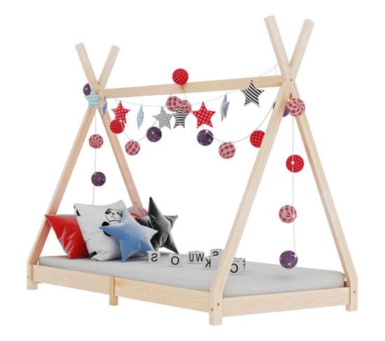 Cadre De Lit D'enfant Bois De Pin Massif 70x140 Cm