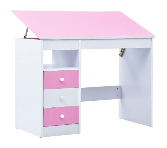 Bureau Pour Enfants Inclinable Rose Et Blanc