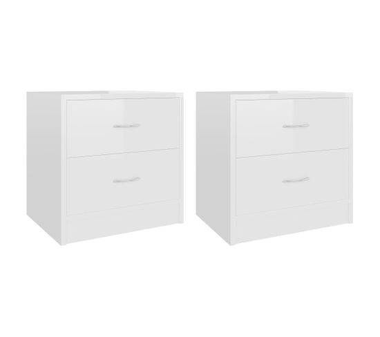 Tables De Chevet 2 PCs Blanc Brillant 40 X 30 X 40 Cm Aggloméré