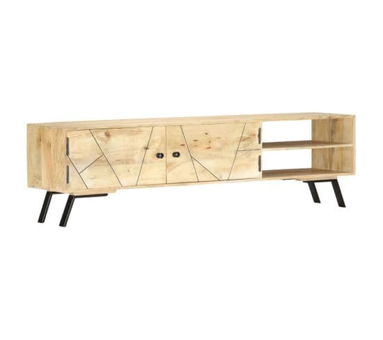 Meuble TV 140x30x40 cm bois de manguier massif