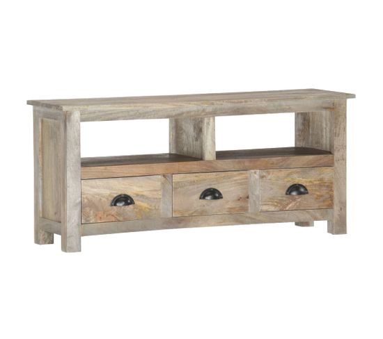 Meuble TV 110x30x50 Cm Bois Massif De Manguier