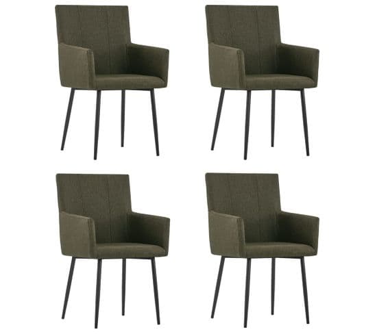 Chaises À Manger Avec Accoudoirs Lot De 4 Marron Tissu