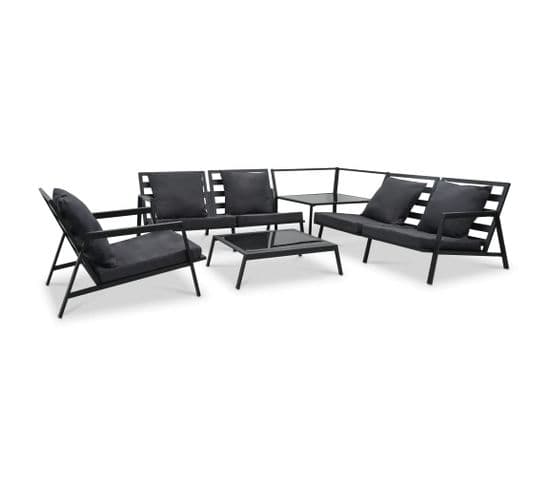 Salon De Jardin 5 PCs Avec Coussins Aluminium Gris Foncé