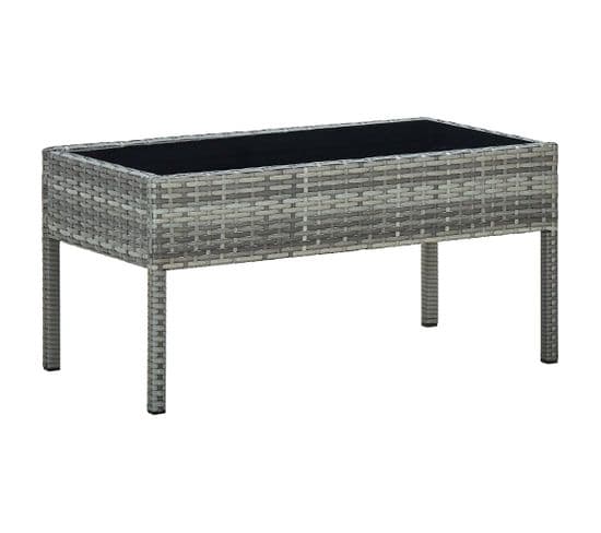 Table De Jardin Rectangulaire En Résine Tressée - 75x40x37 Cm - Gris Clair