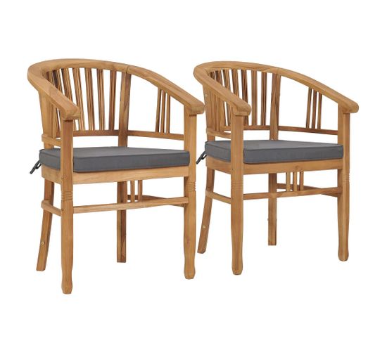 Chaises De Jardin Avec Coussins 2 Pièces Bois De Teck Solide