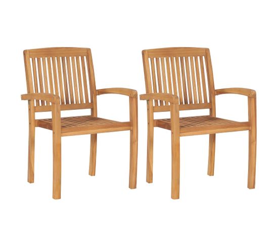 Chaises Empilables À Dîner De Jardin 2 PCs Bois De Teck Solide