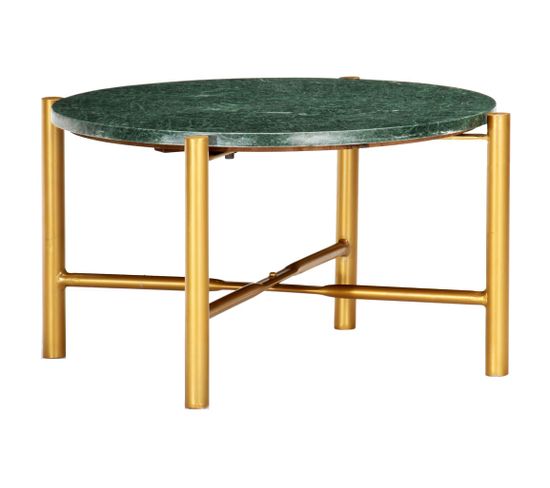 Table Basse Vert 60x60x35 Cm Pierre Véritable Et Texture Marbre
