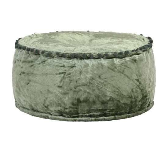 Pouf Rond Velours 40x20 Cm Vert