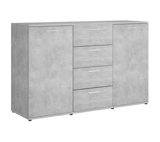 Buffet Gris Béton 120x35,5x75 Cm Aggloméré