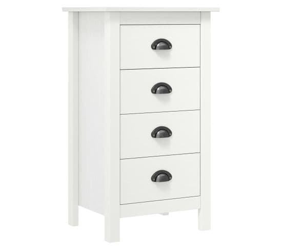 Buffet Hill Blanc 46x35x80 Cm Bois De Pin Solide