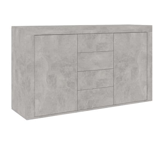 Vidaxl Buffet Avec Tiroirs Gris Béton 120x36x69 Cm Aggloméré Armoire Latérale Meuble De Rangement