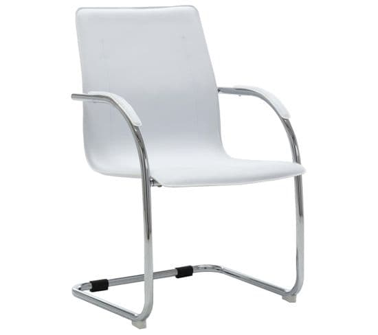 Chaise De Bureau Cantilever Blanc Similicuir