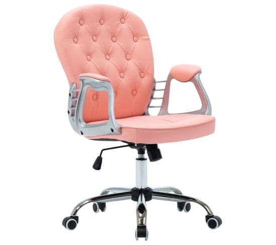 Chaise De Bureau Pivotante Rose Similicuir