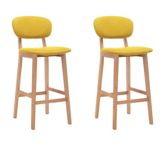 Tabourets De Bar Lot De 2 Jaune Moutarde Tissu