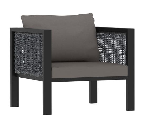 Canapé Sectionnel Avec Coussin Résine Tressée Anthracite