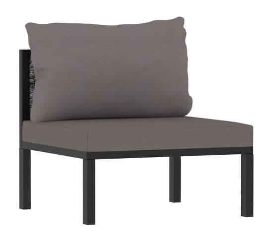 Canapé Central Sectionnel Et Coussin Résine Tressée Anthracite