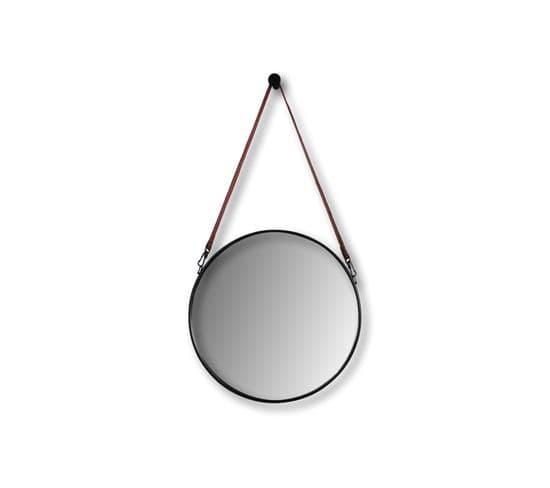 Miroir Mural Rond Encadré Ø45 - Noir/brun 49*3*69