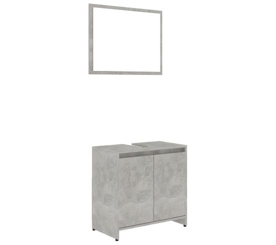 Meuble Sous-Lavabo 60 x 33 x 61 Cm + Miroir - Gris