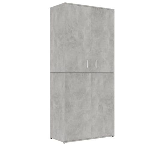 Armoire à Chaussures Gris Béton 80x39x178 Cm Aggloméré