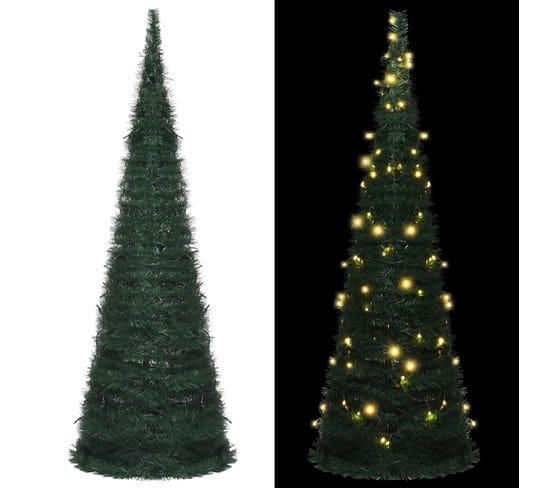 Sapin De Noël Artificiel Pré-éclairé Avec Guirlandes Vert 180cm