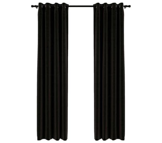 Rideaux Occultants Aspect De Lin 2 PCs Anthracite 140x225 Cm