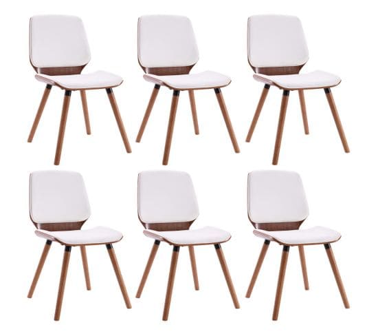 Chaises De Salle À Manger 6 PCs Blanc Similicuir