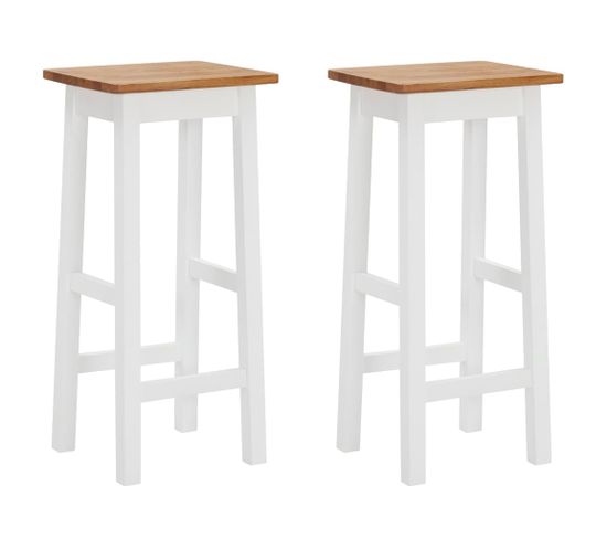 Tabourets De Bar Lot De 2 Bois De Chêne Solide