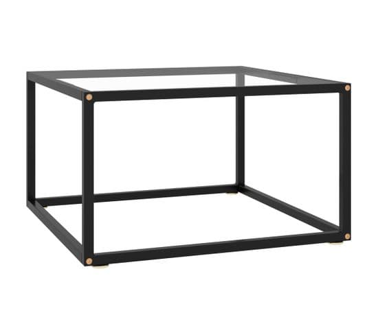 Table Basse Noir Avec Verre Trempé 60x60x35 Cm