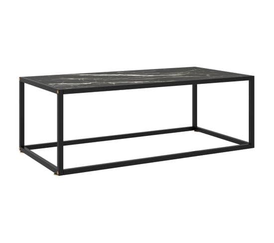 Table Basse Noir Avec Verre Marbre Noir 100x50x35 Cm