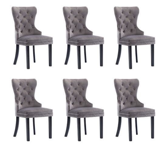 Chaises À Manger Lot De 6 Gris Velours