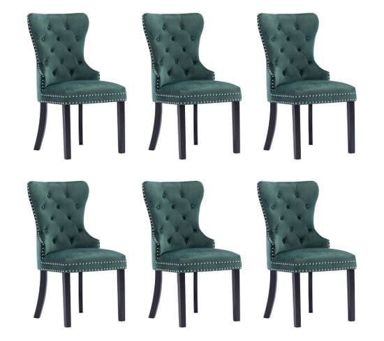 Chaises À Manger Lot De 6 Vert Foncé Velours