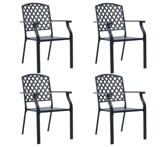 Chaises D'extérieur 4 Pièces Design Maillé Acier Noir