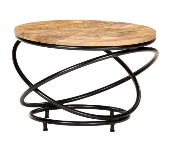 Table Basse Noir 60x60x40 Cm Bois Massif De Manguier Brut