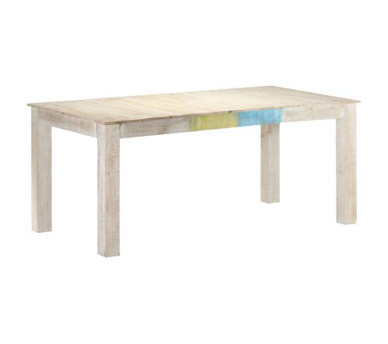 Table À Dîner Blanc 180x90x76 Cm Bois De Manguier Massif