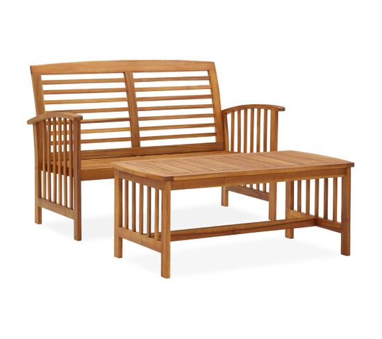 Salon De Jardin 2 PCs Bois D'acacia Solide